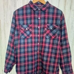 Classic Plaid Button Down Shirt - Red and Black